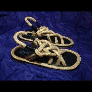 Woven tweed gladiator sandals